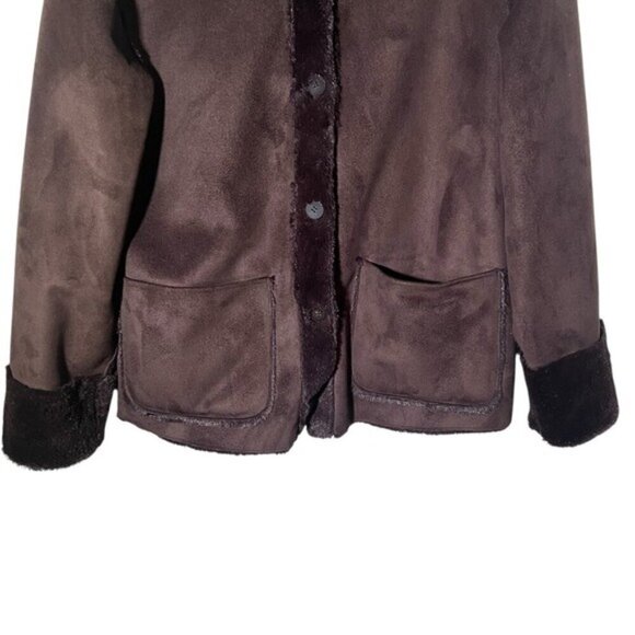 Brandon Thomas Reversible Faux Fur Brown Coat Small - Picture 6 of 15